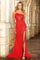 Prom Dresses Long Slit Formal Fitted Beaded Dress Red