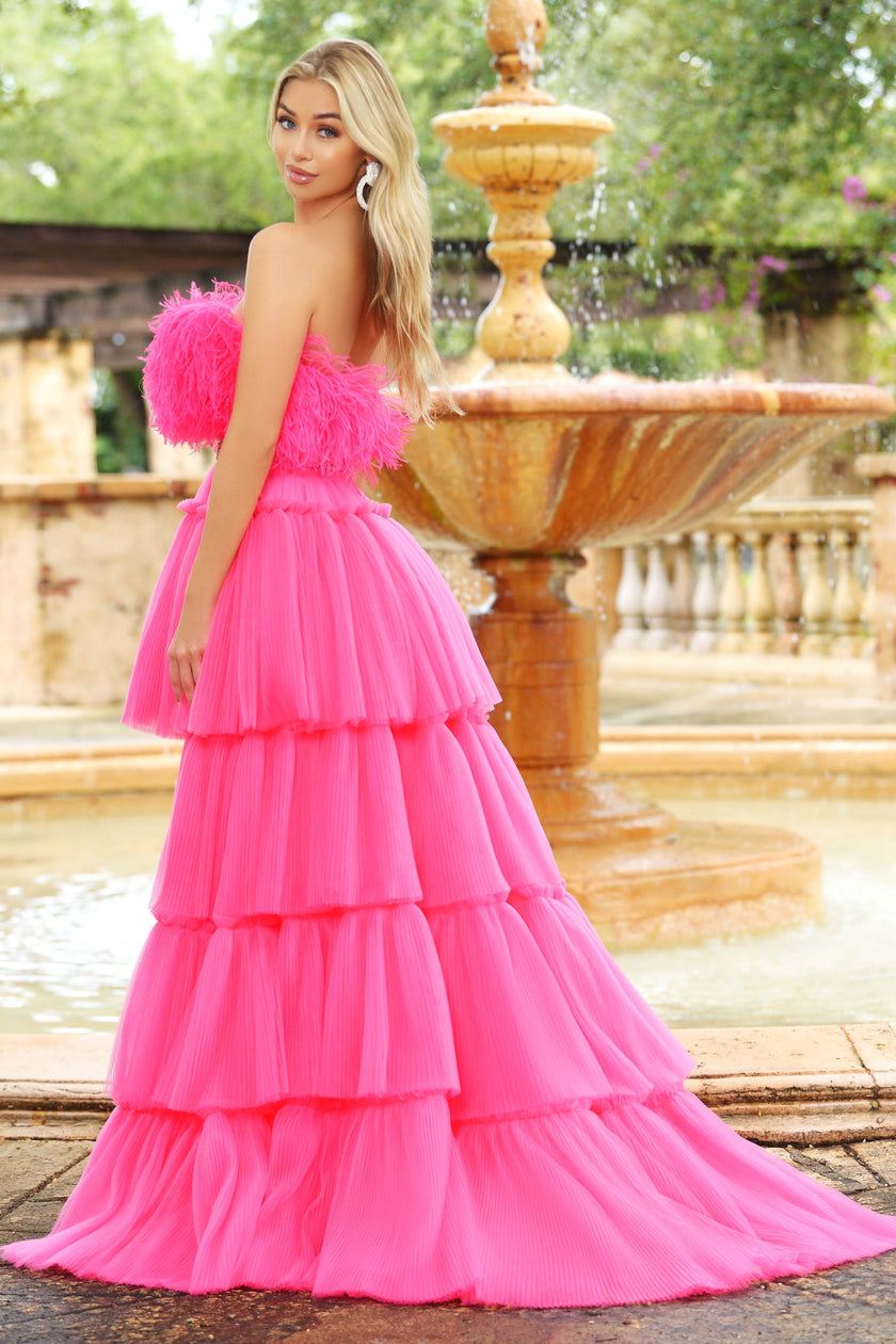 Prom Dresses Ball Gown Formal High Low Prom Dress Hot Pink