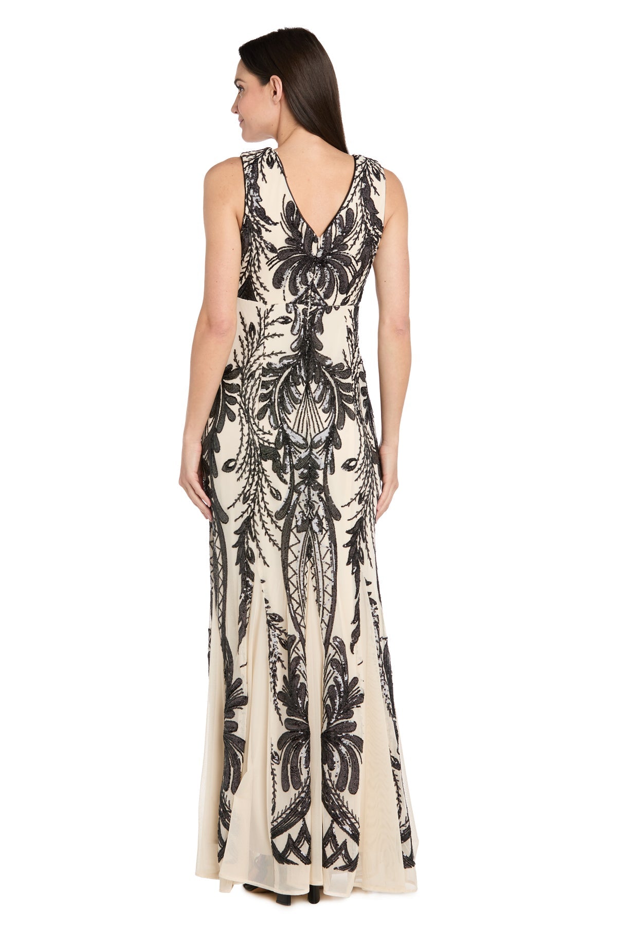 Formal Dresses Formal Beaded Long Evening Dress R&M Richards 3888P Black/Champagne