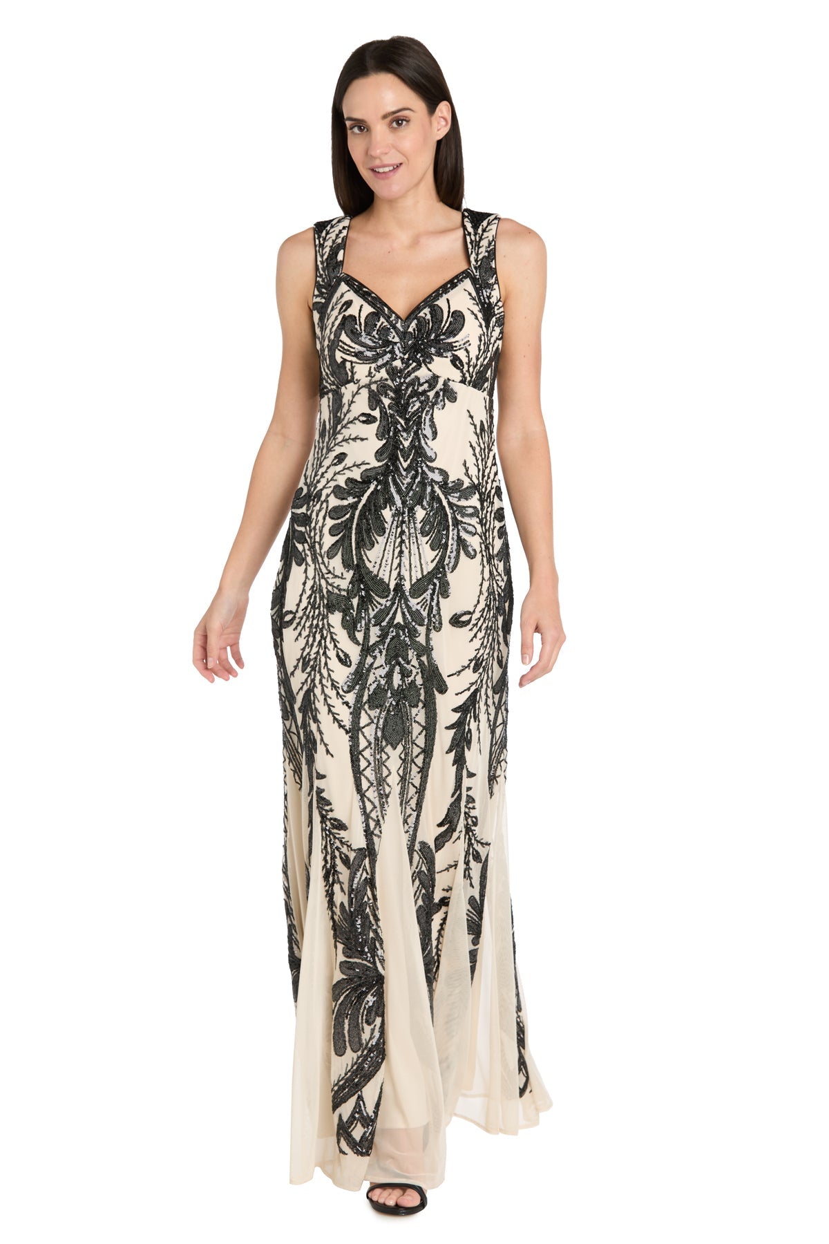Formal Dresses Evening Long Beaded Formal Dress R&M Richards 3888 Black/Champagne