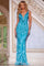 Prom Dresses Long Mermaid Formal Sequin Prom Dress  Blue