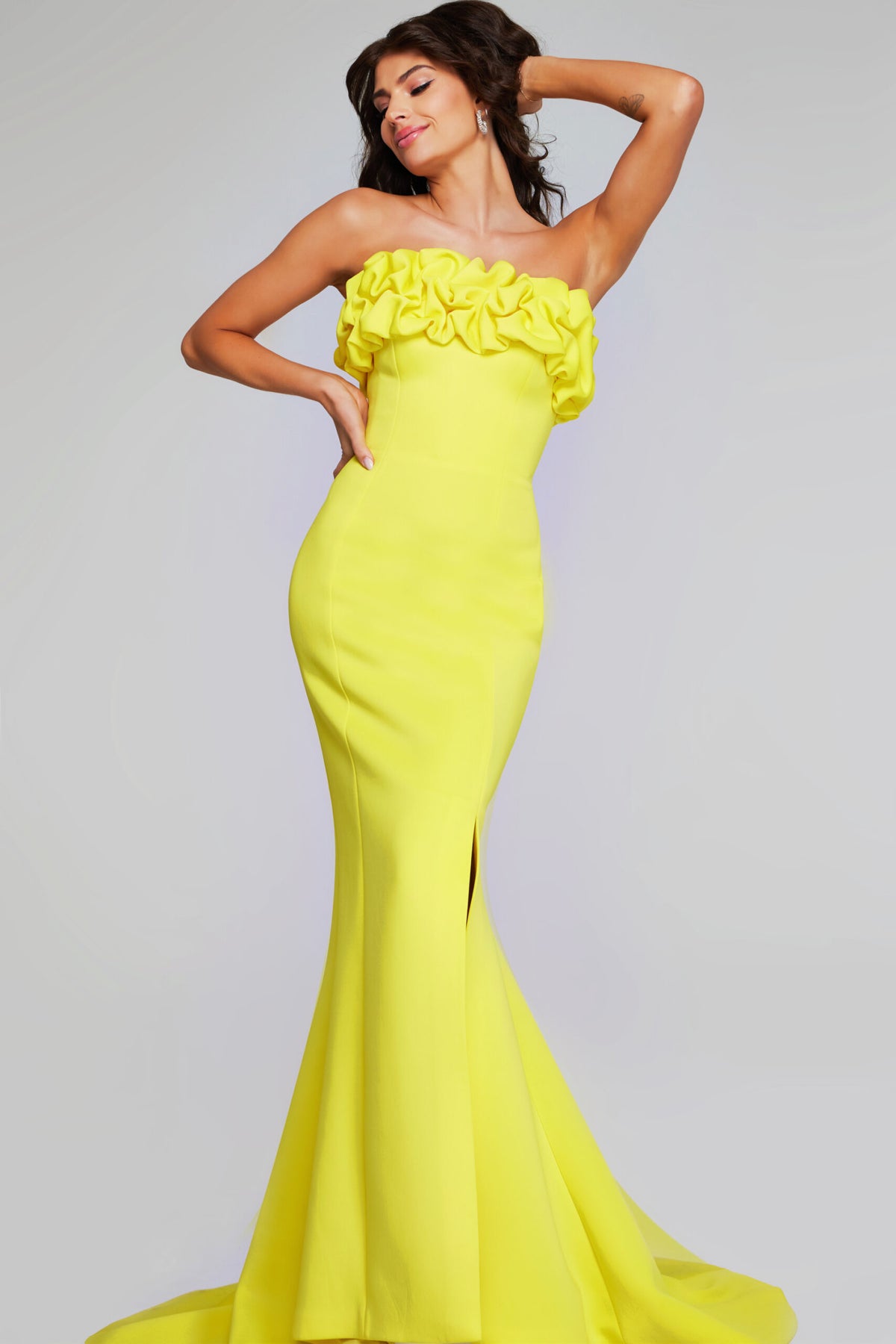 Formal Dresses Long Mermaid Fit Formal Ruffled Evening Dress Yellow