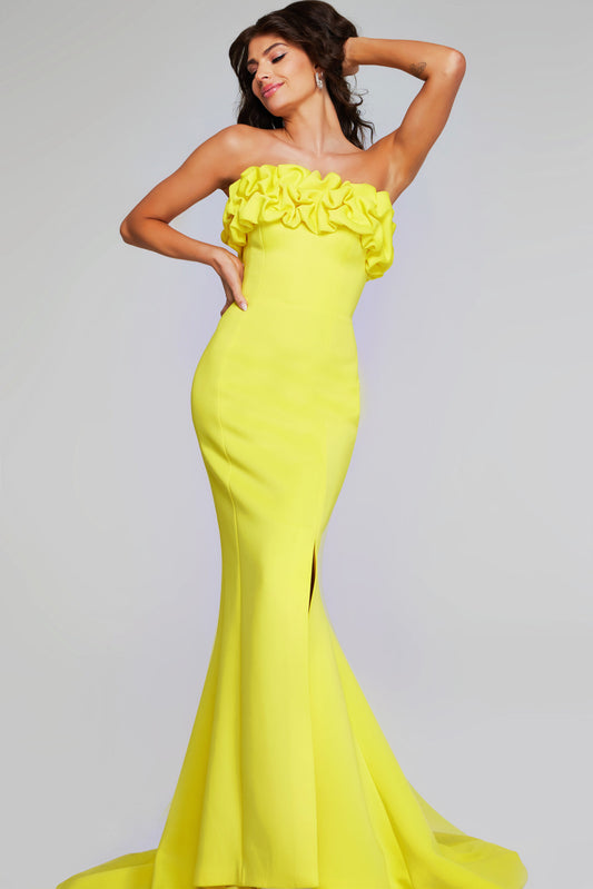 Formal Dresses Long Mermaid Fit Formal Ruffled Evening Dress Yellow