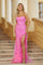 Prom Dresses Fitted Formal Prom Long Sequin Dress Hot Pink