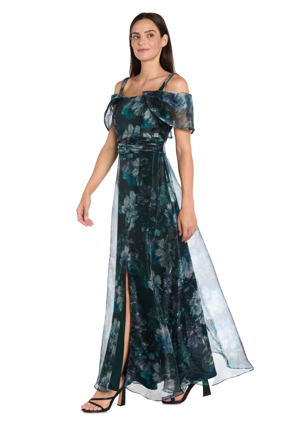 Formal Dresses Long Floral Print A Line Formal Dress R&M Richards 3898 Hunter