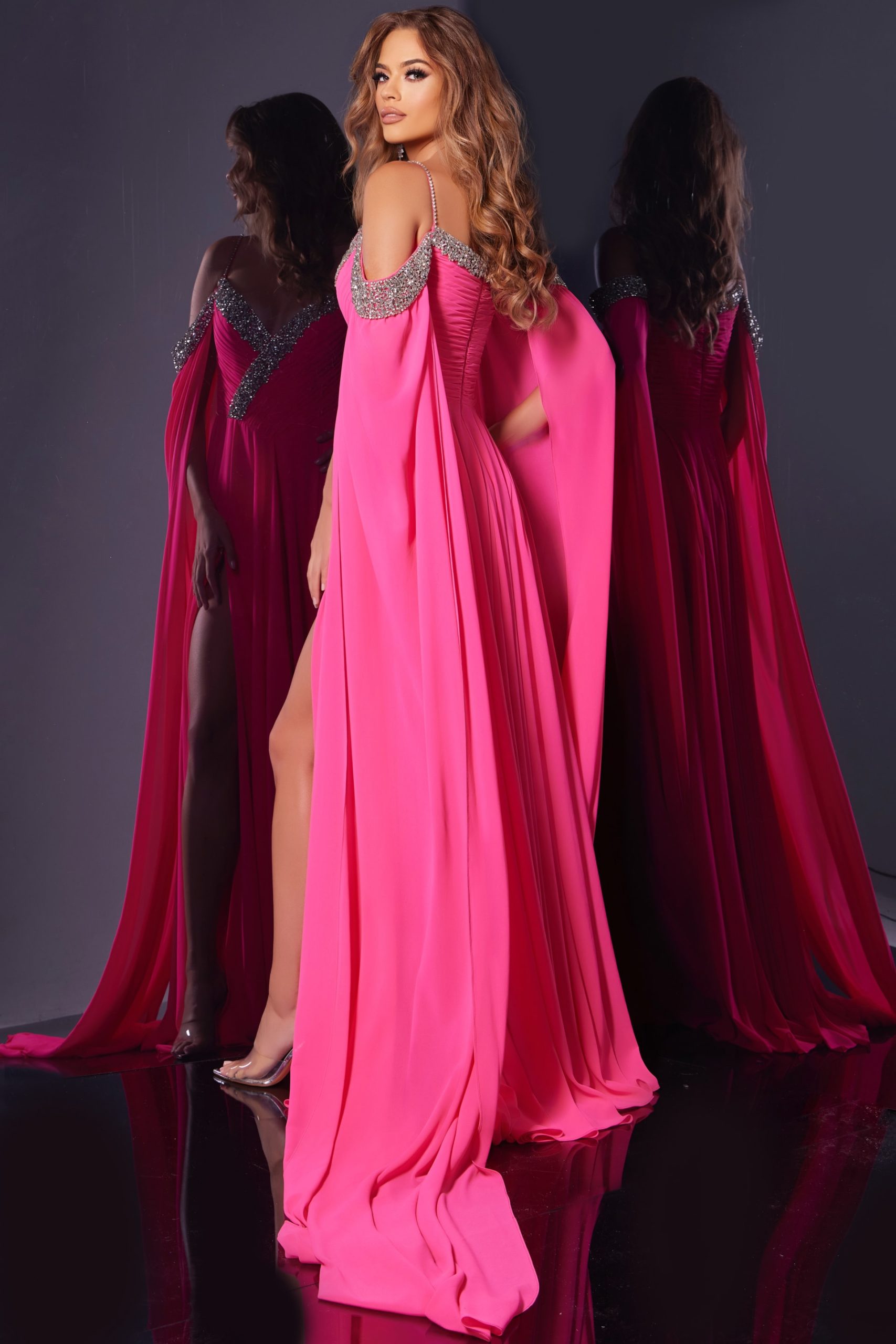 Prom Dresses Long Formal A Line Beaded Prom Dress Hot Pink
