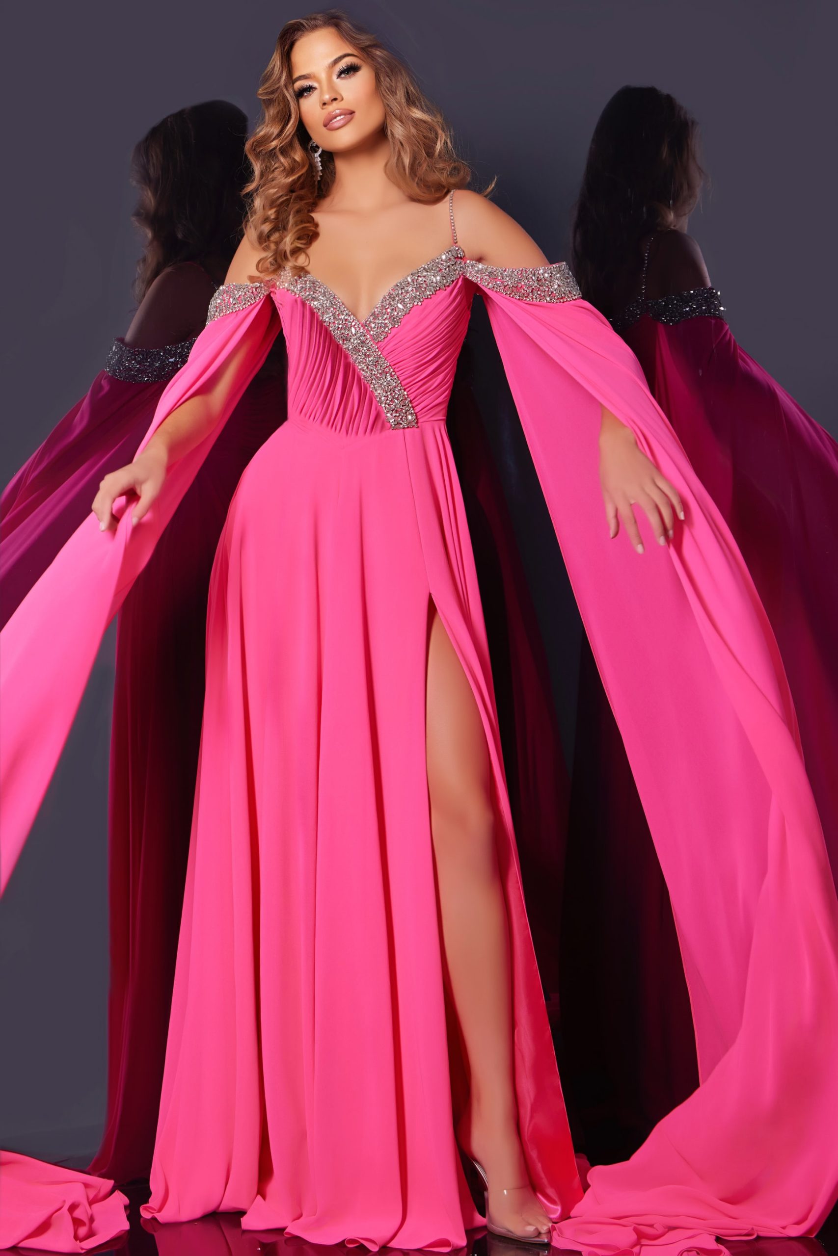 Prom Dresses Long Formal A Line Beaded Prom Dress Hot Pink