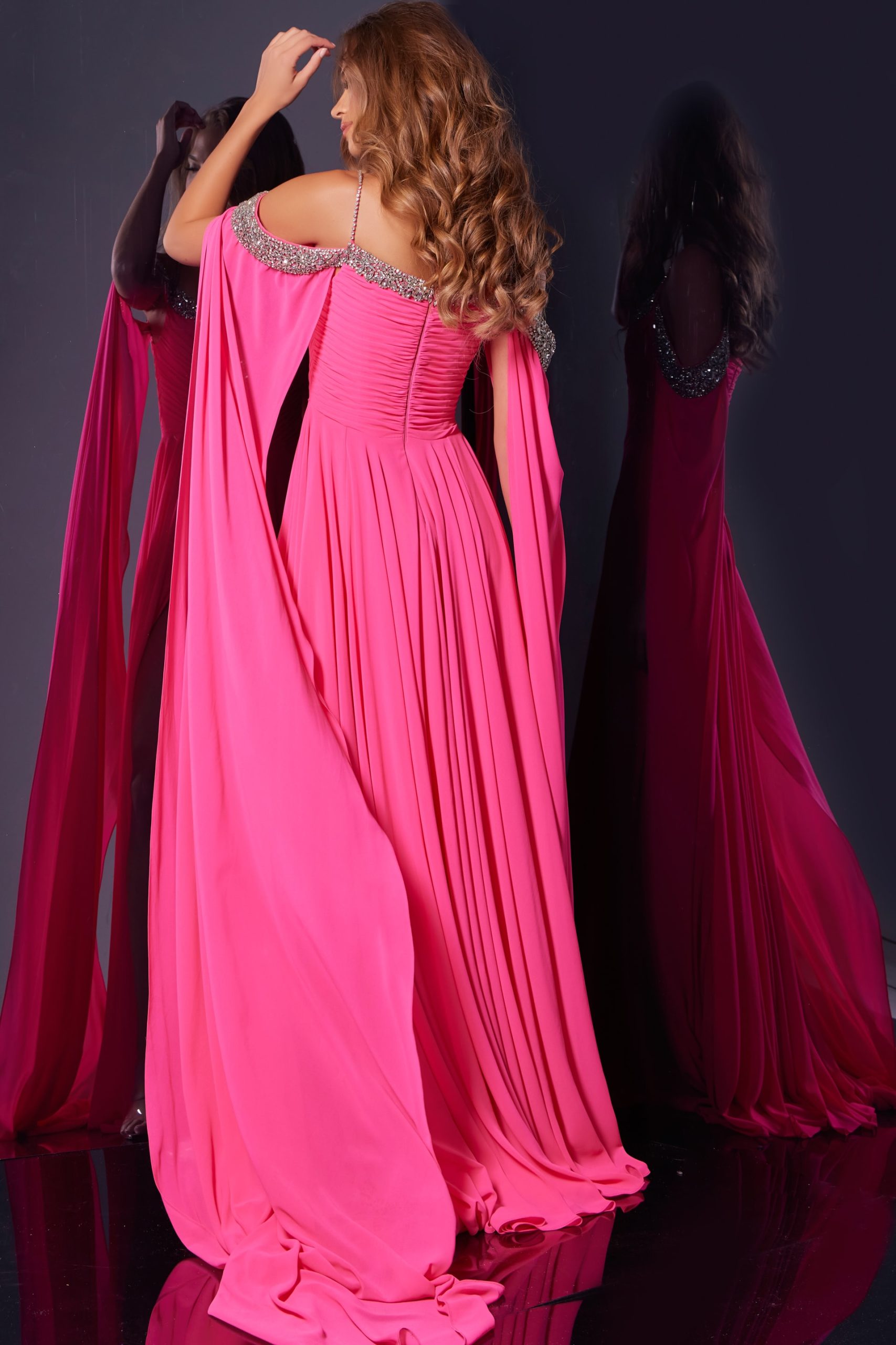 Prom Dresses Long Formal A Line Beaded Prom Dress Hot Pink