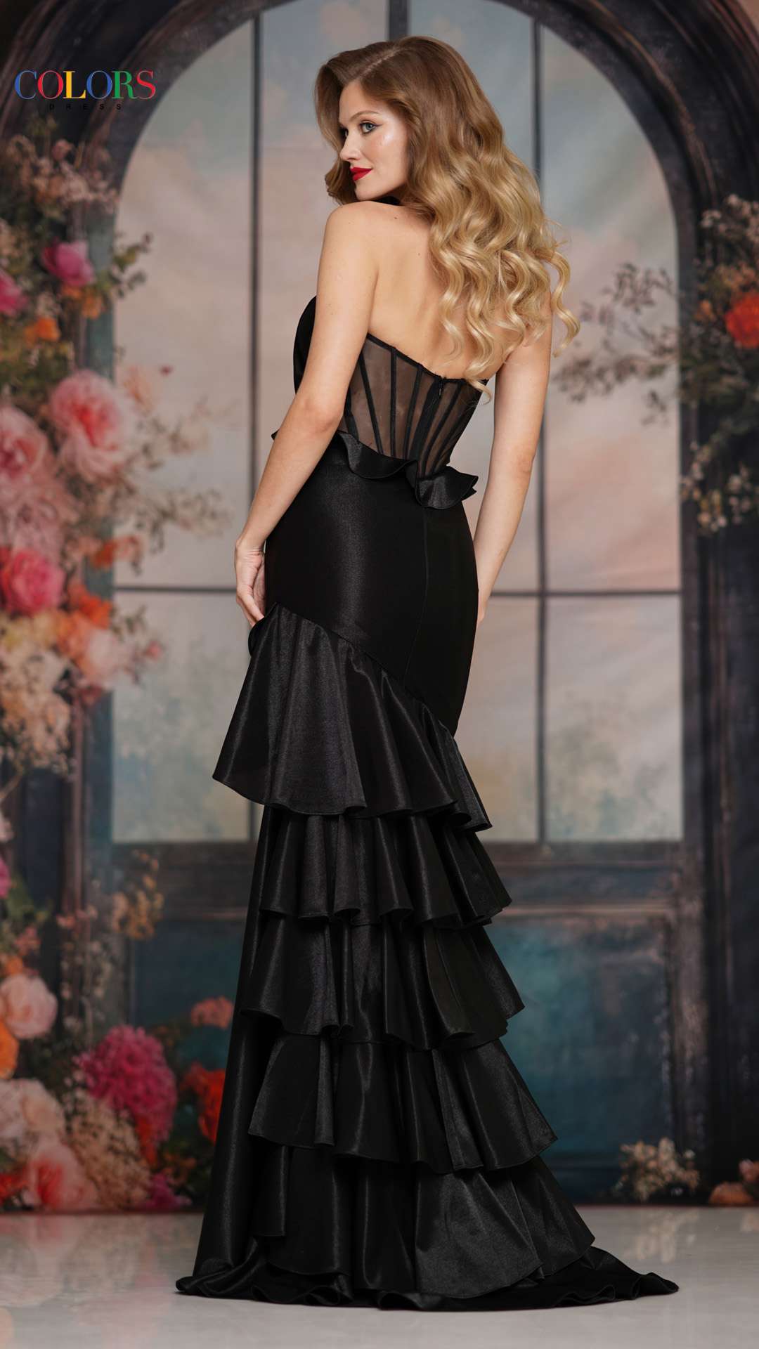Prom Dresses Long Formal Ruffle Fitted Prom Dress Black