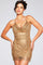 Cocktail Dresses Short Homecoming Fitted Sequin Slit Cocktail Dress Gold