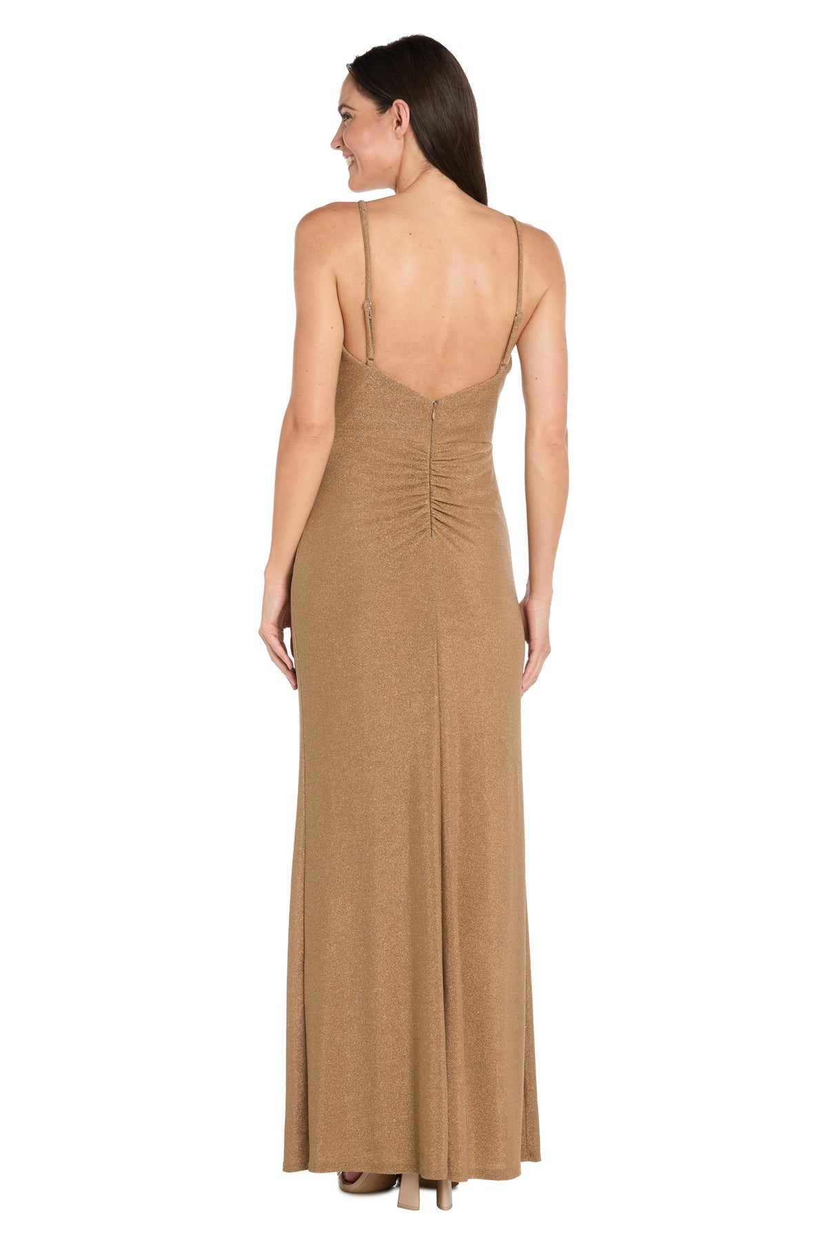 Sweetheart Floor-Length Metallic Formal Gown by R&M Richards 3906P in Gold