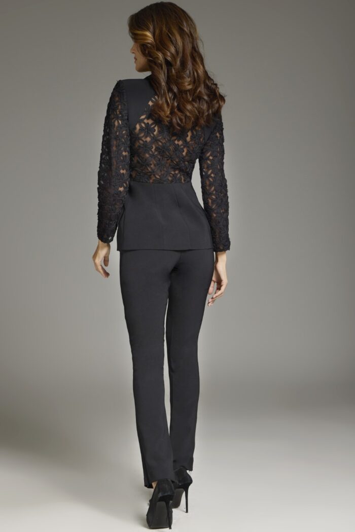 Jumpsuit Floral Lace long Formal Jumpsuit Black