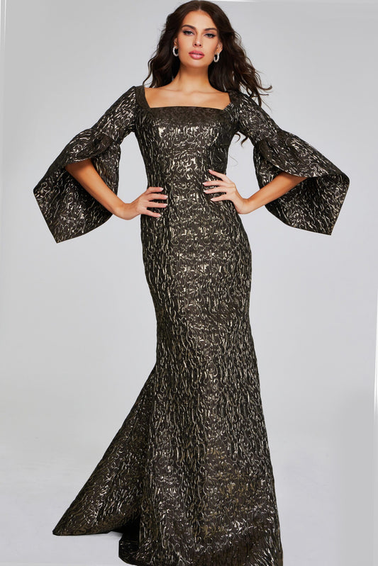 Formal Dresses Long Sleeve Metallic Mermaid Evening Formal Dress Bronze