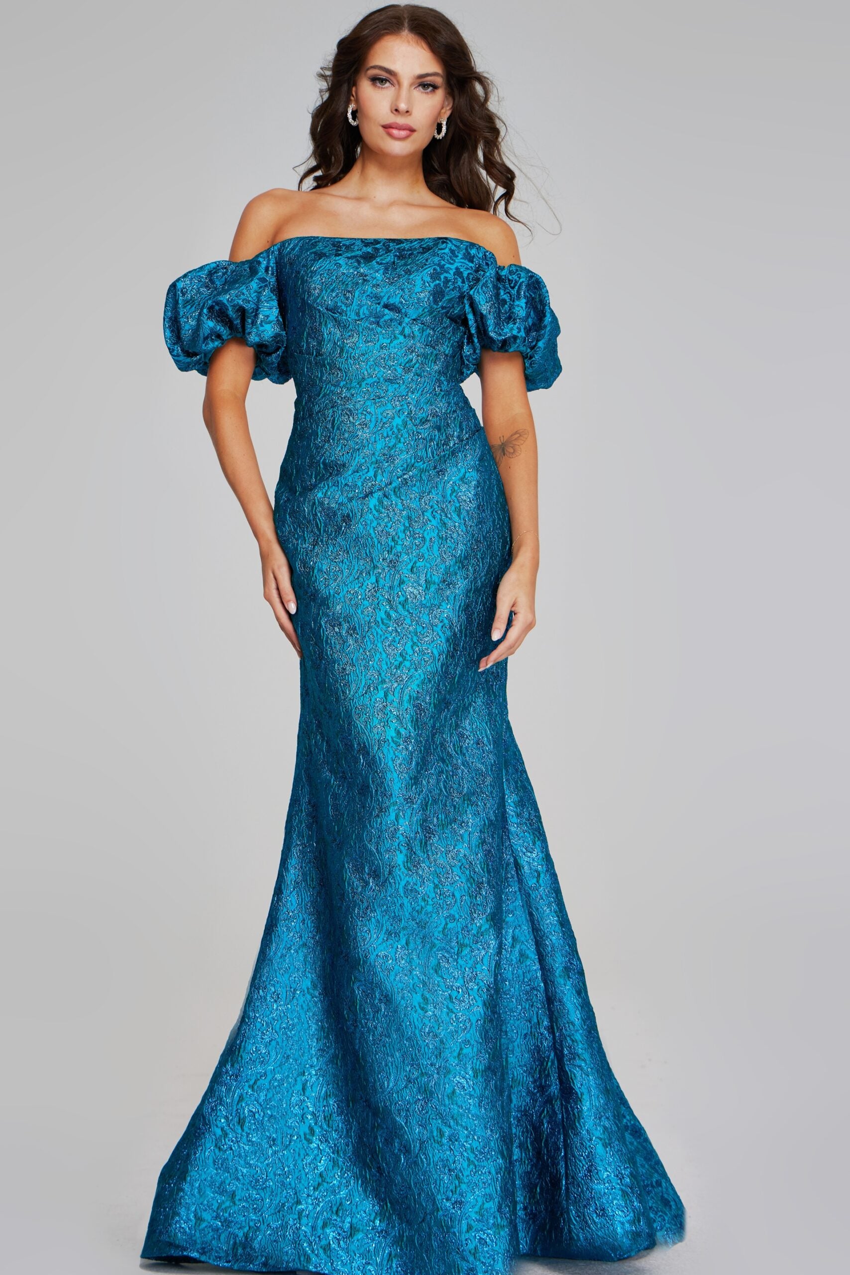 Jovani 39113 Long Mermaid Metallic Formal Dress