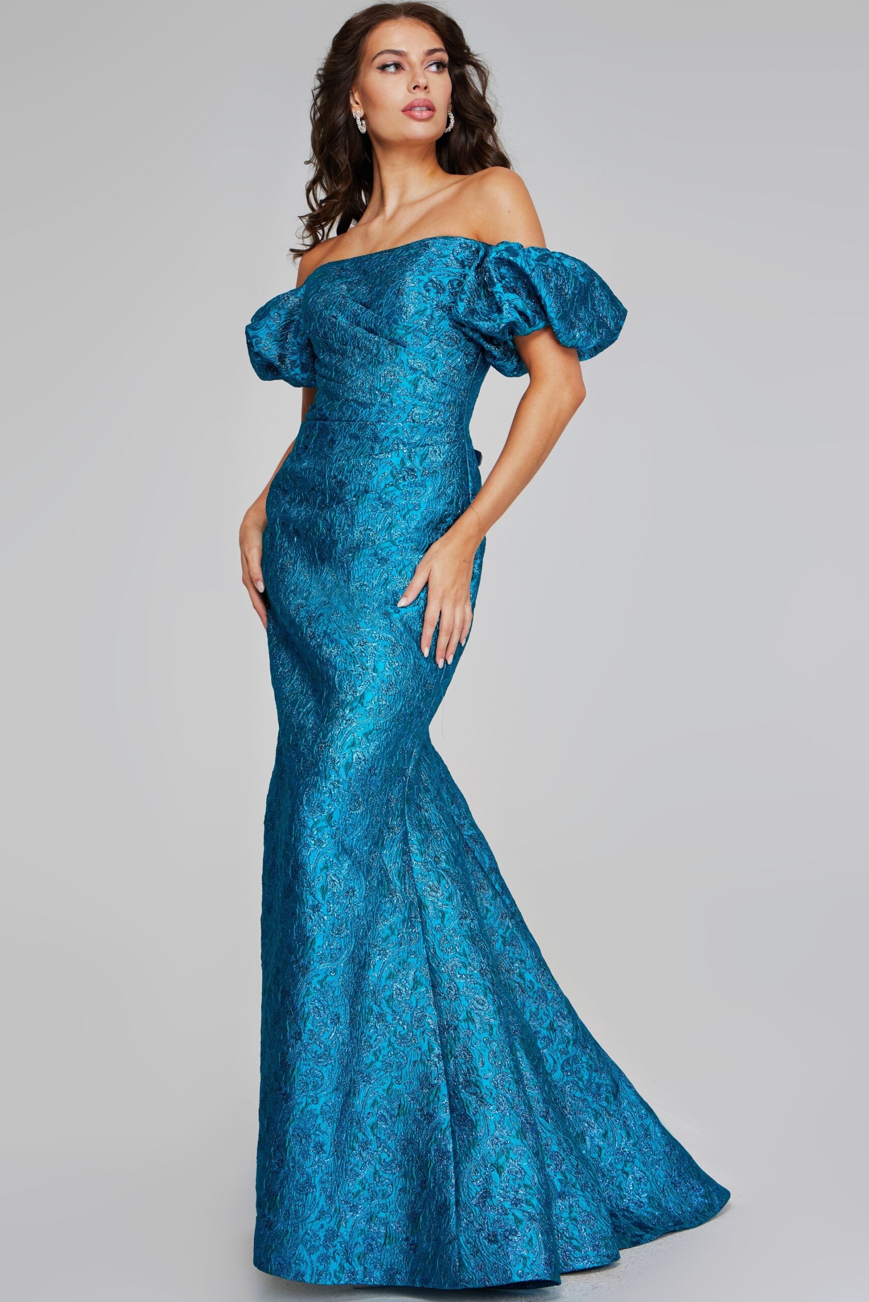 Jovani 39113 Long Mermaid Metallic Formal Dress