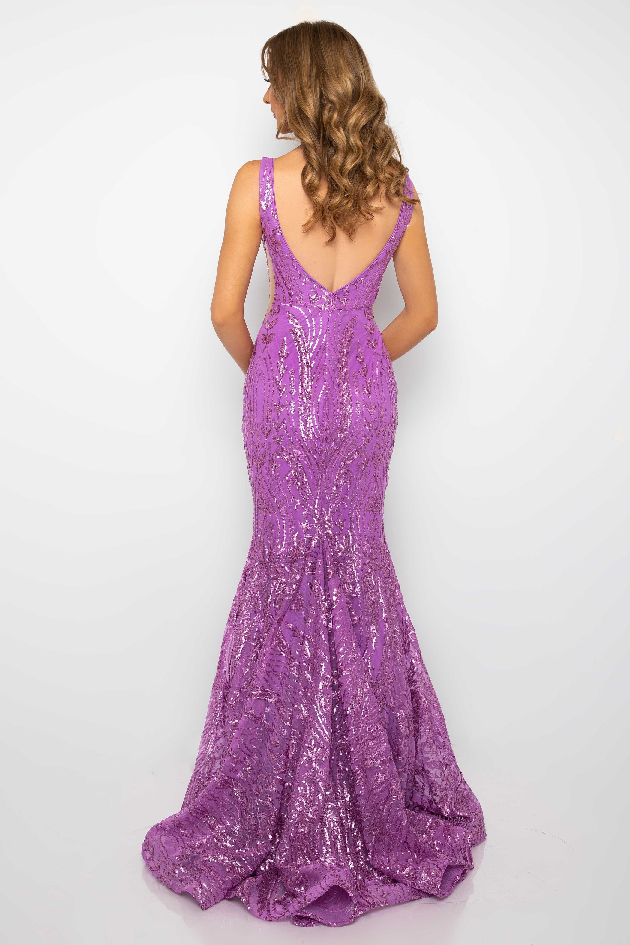 Prom Dresses Sequin Formal Prom Mermaid Long Dress Lilac