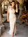Prom Dresses Long Prom Feather on Shoulders Asymmetrical Dress Nude