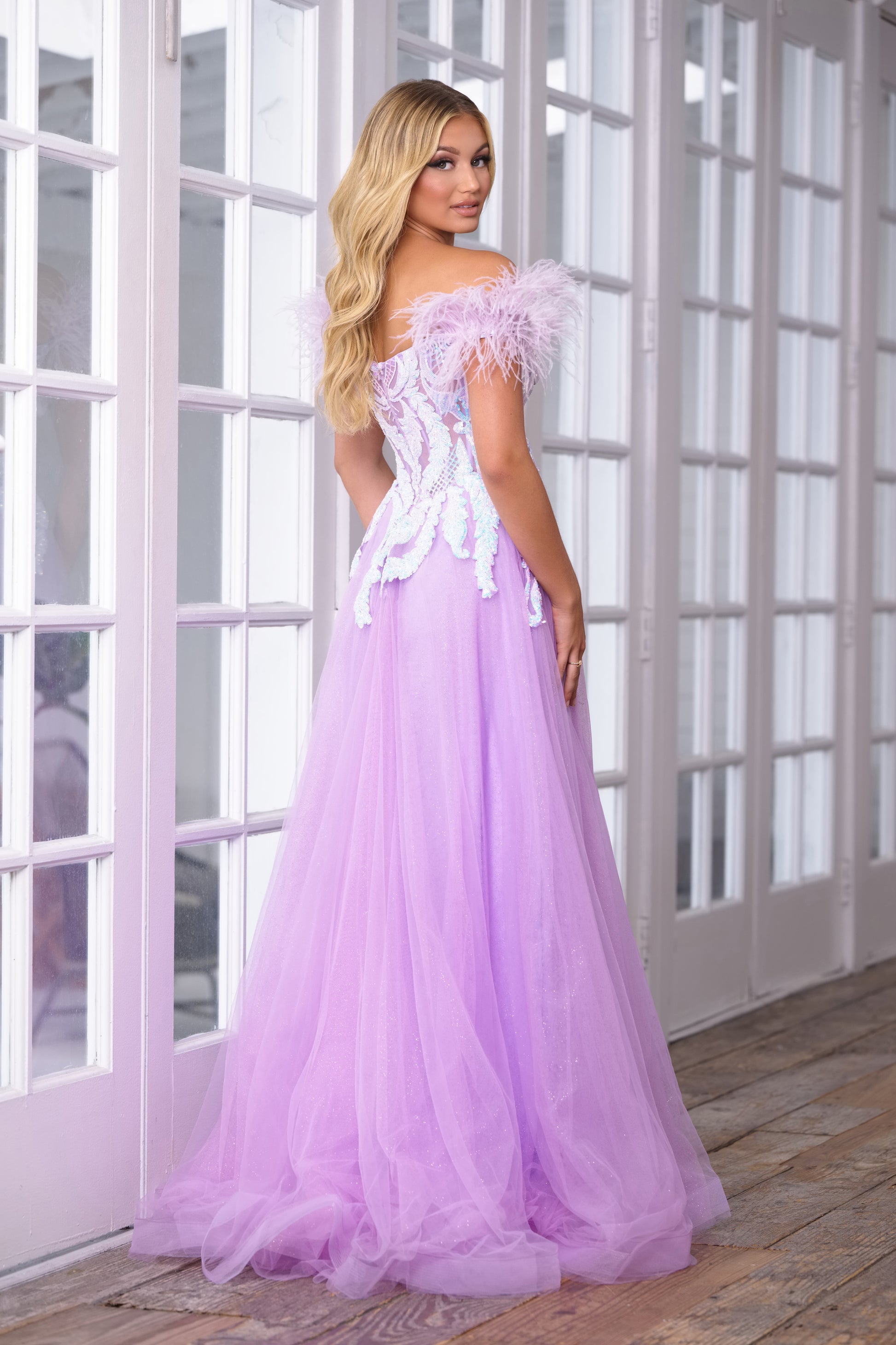 Ava Presley 39213 Formal Prom Long Sequin Feather Dress