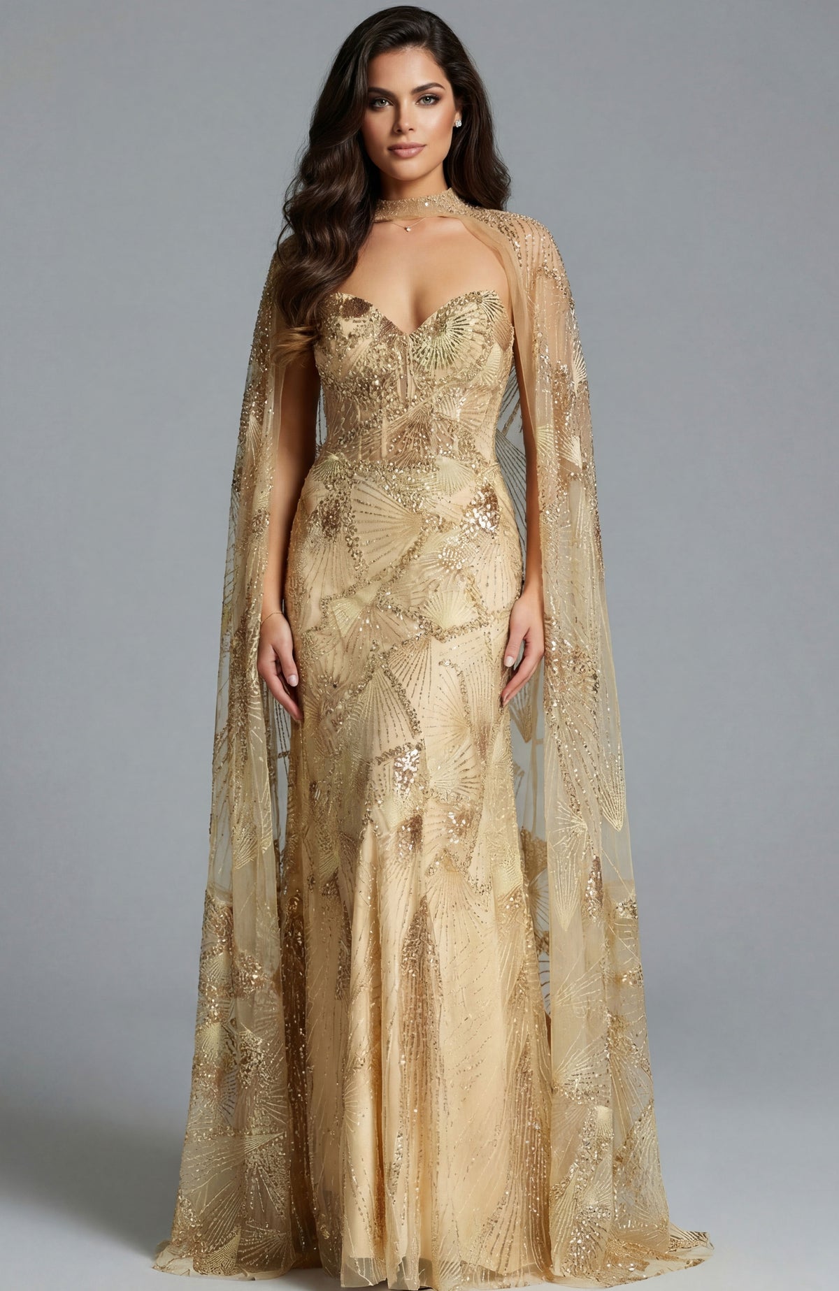 Formal Dresses Long Formal Beaded Evening Dress Jovani 39214 Gold