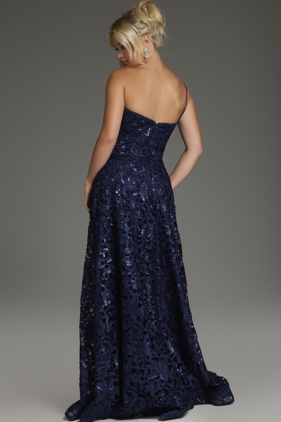Formal Dresses A Line Formal Long Floral Lace Evening Prom Dress Navy
