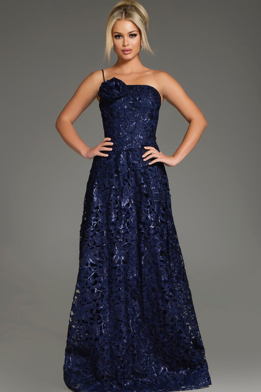 Formal Dresses A Line Formal Long Floral Lace Evening Prom Dress Navy
