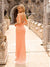 Prom Dresses Long Formal Fitted Prom Sequins Dress Coral