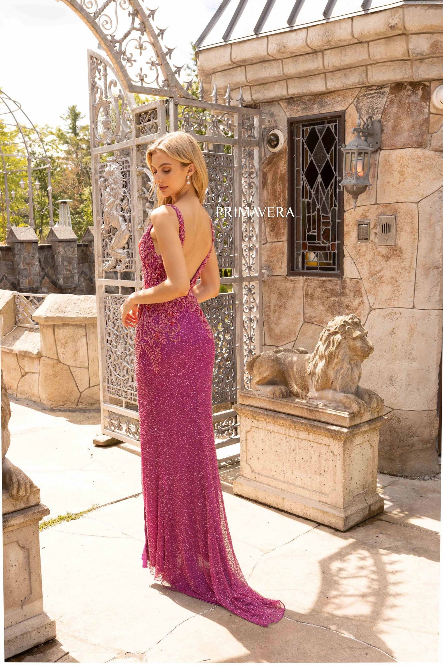 Prom Dresses Long Formal Fitted Prom Sequins Dress Fuchsia