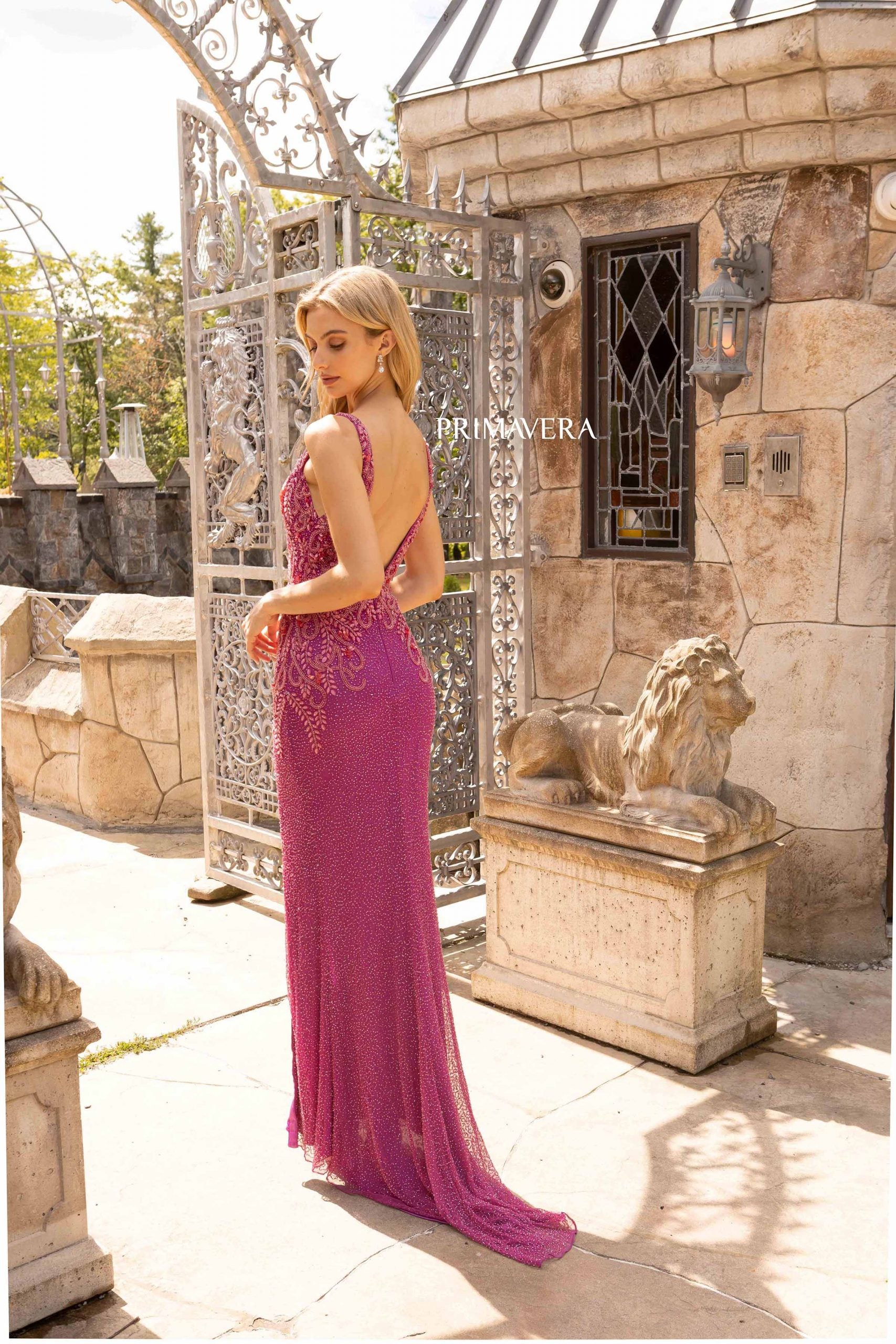 Primavera Couture 3923 Long Formal Fitted Prom Sequins Dress