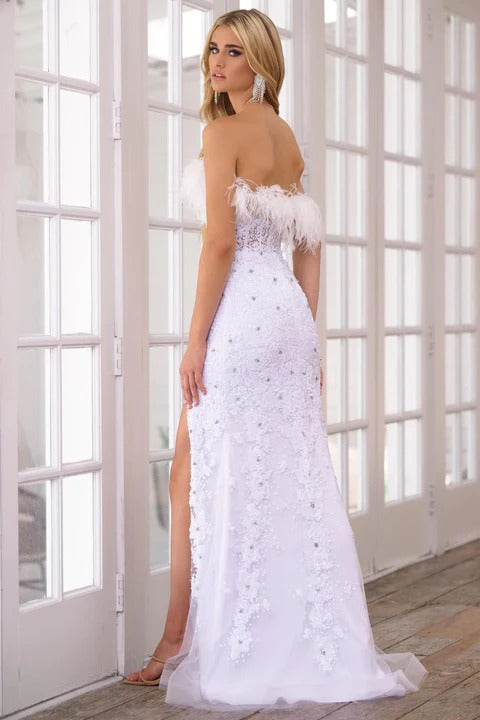 Ava Presley 39231 Long Fitted Feather Prom Gown
