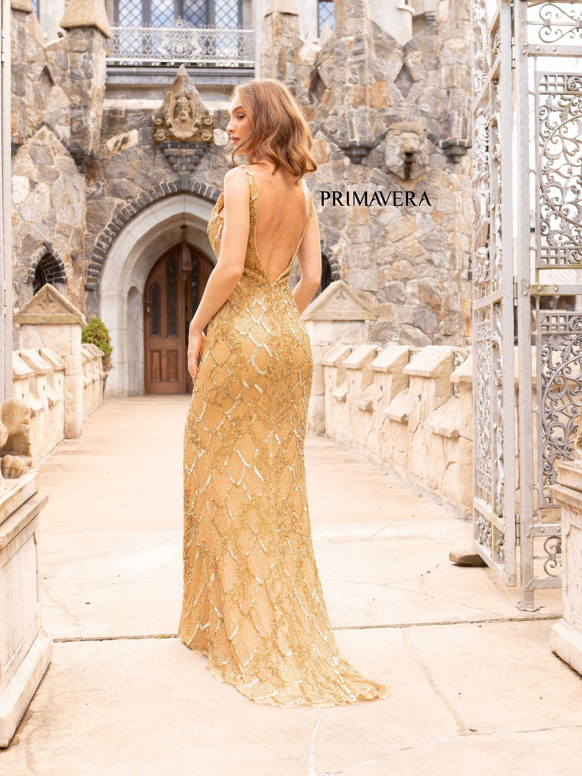 Prom Dresses Long Formal Prom Side Slit Dress Gold