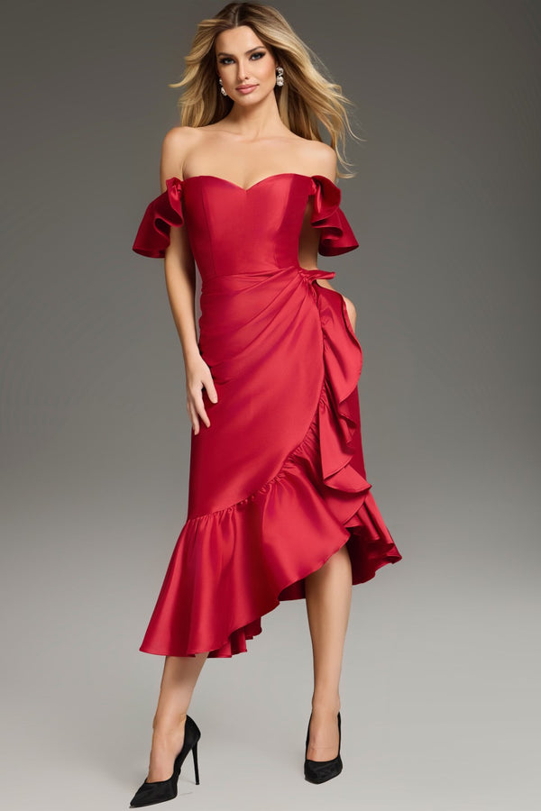 Jovani 39264 Fitted High Low Ruffled Cocktail Dress