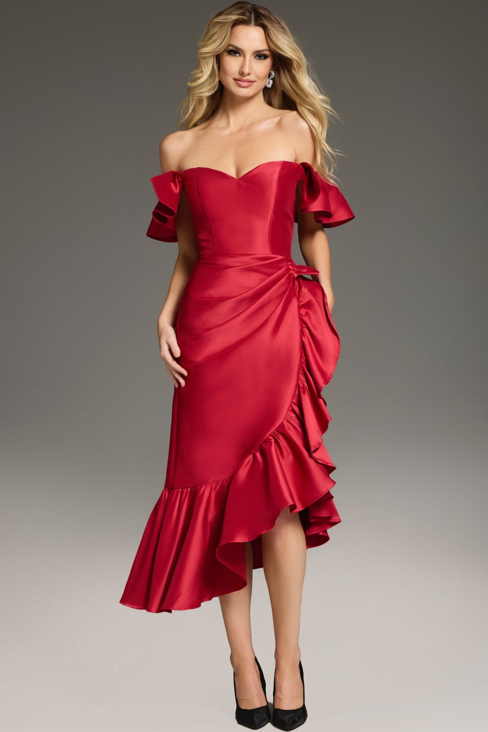Jovani 39264 Fitted High Low Ruffled Cocktail Dress