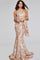 Formal Dresses Long Mermaid Formal Floral Appliqued Evening Dress Champagne