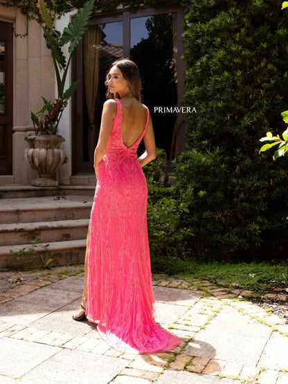 Prom Dresses Long Formal Fitted Prom Dress Neon Pink