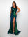 Prom Dresses Glitter Long Prom Slit Gown Iridescent Teal