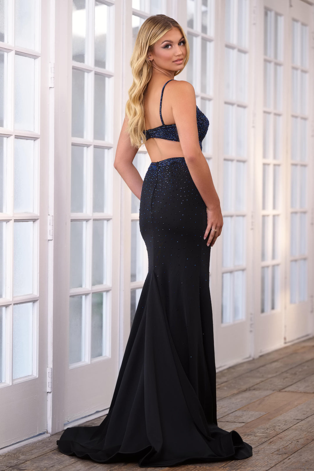 Ava Presley 39284 Fitted Formal Long Prom Glitter Dress