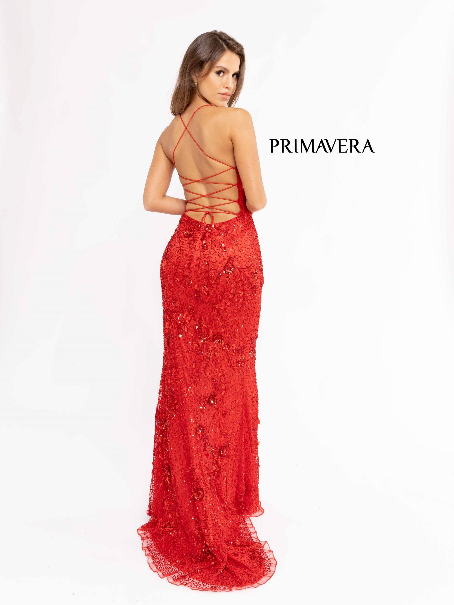 Primavera Couture 3931 Long Fitted Sequined Beaded Prom Dress