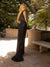 Prom Dresses Sequined Beaded Long Fitted Prom Dress Black