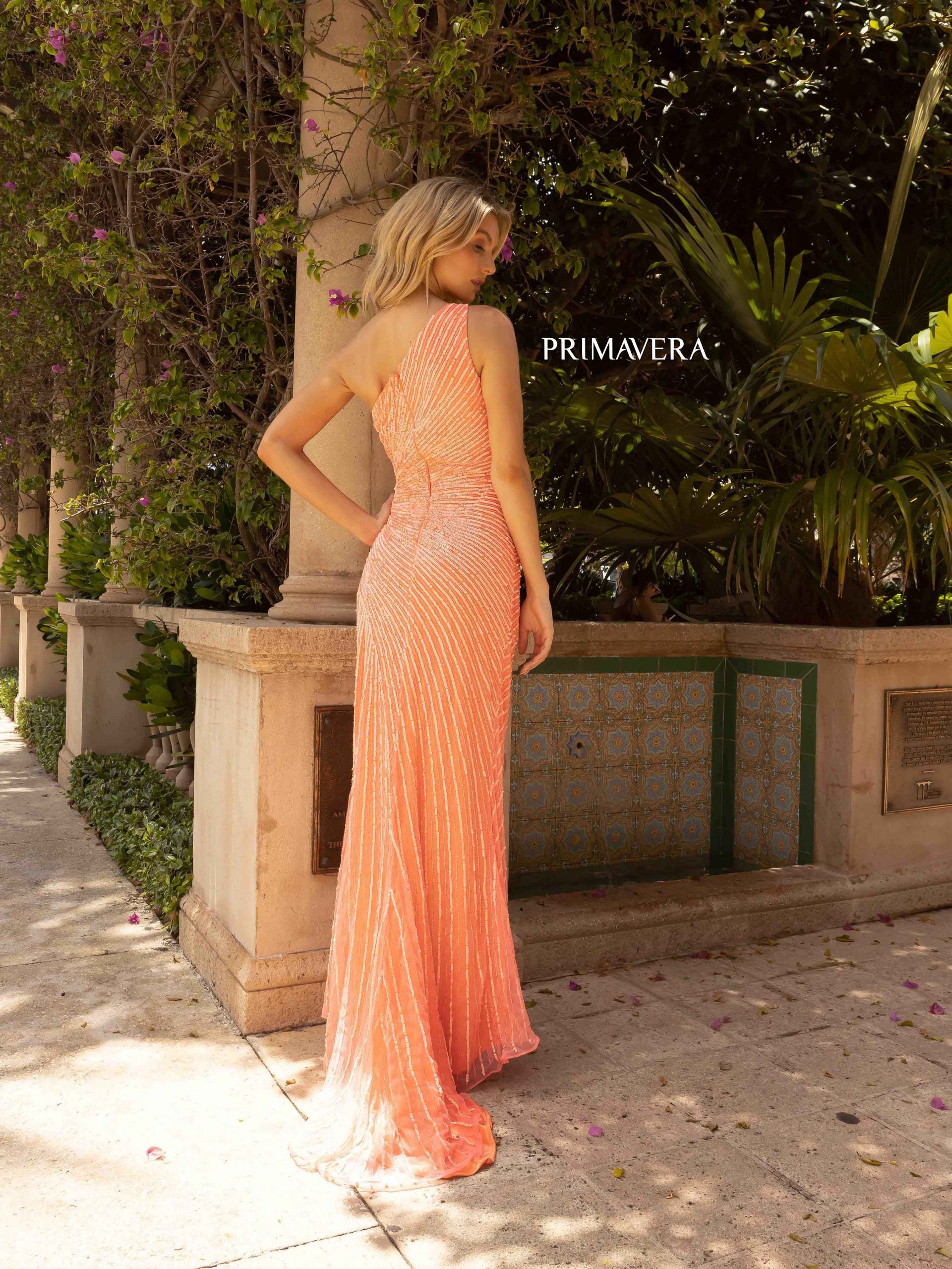 Prom Dresses Sequined Beaded Long Fitted Prom Dress Coral