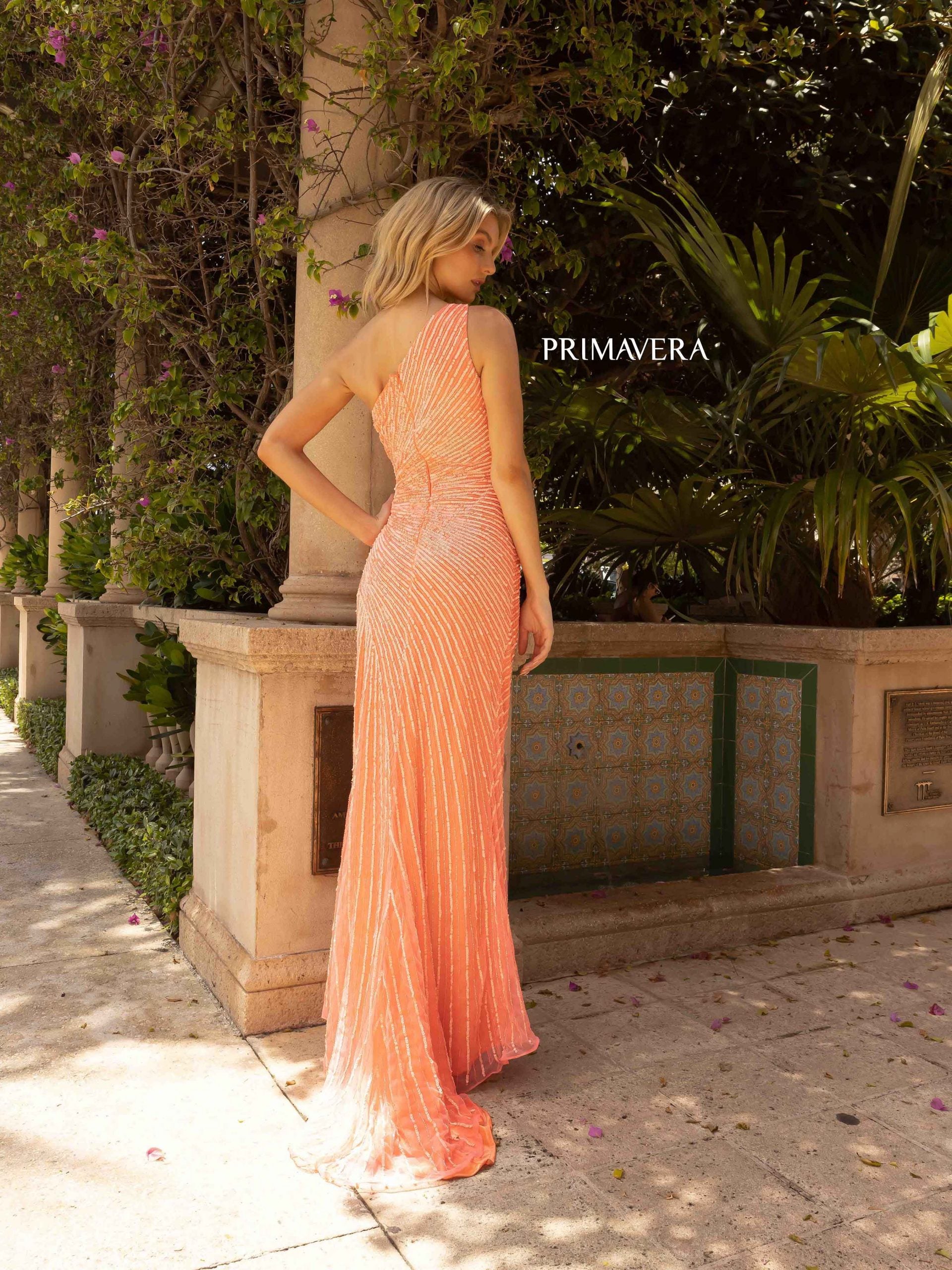 Primavera Couture 3932 Sequined Beaded Long Fitted Prom Dress
