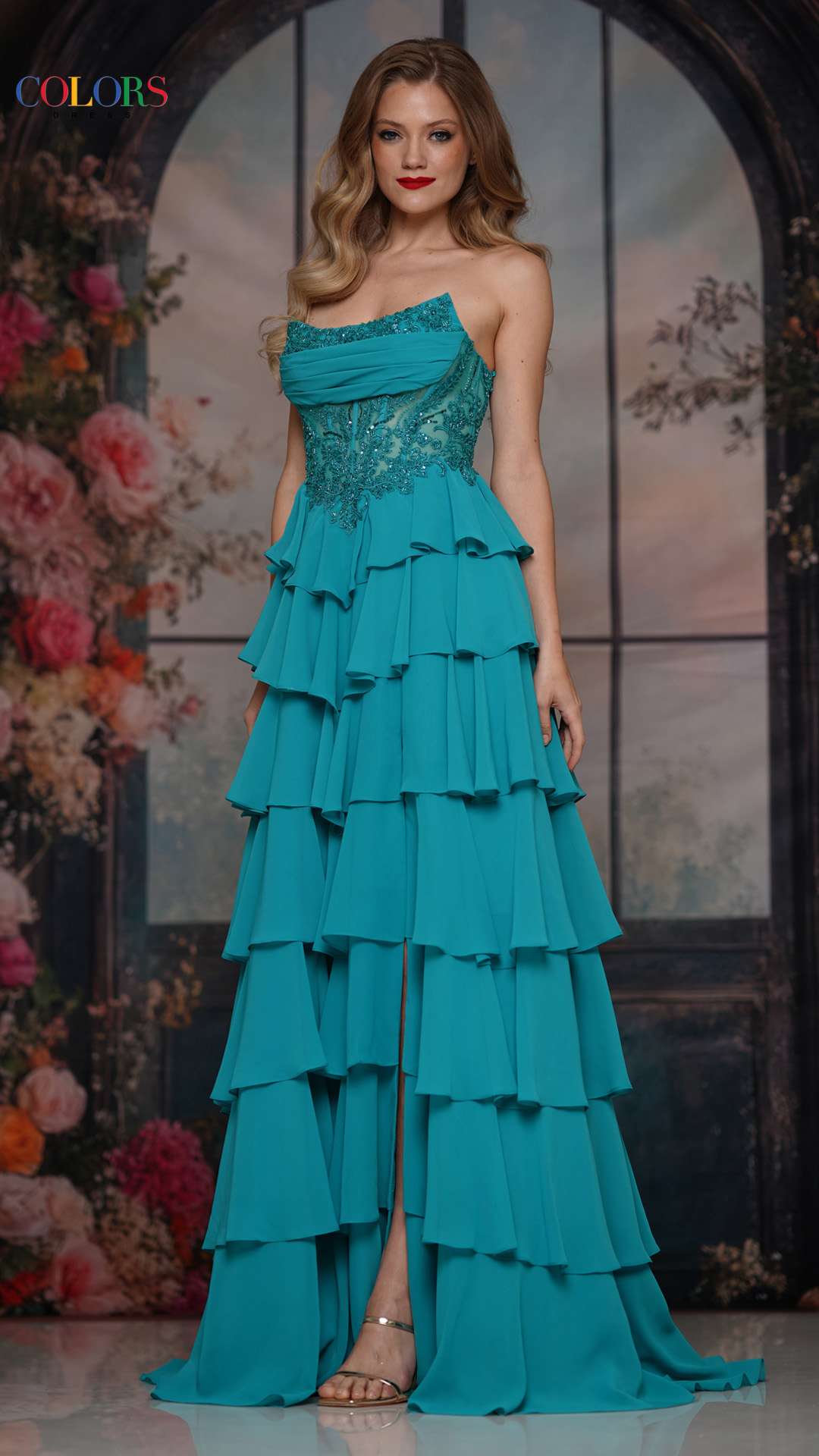 Prom Dresses Long Formal Beaded A Line Ruffle Prom Dress Seafoam