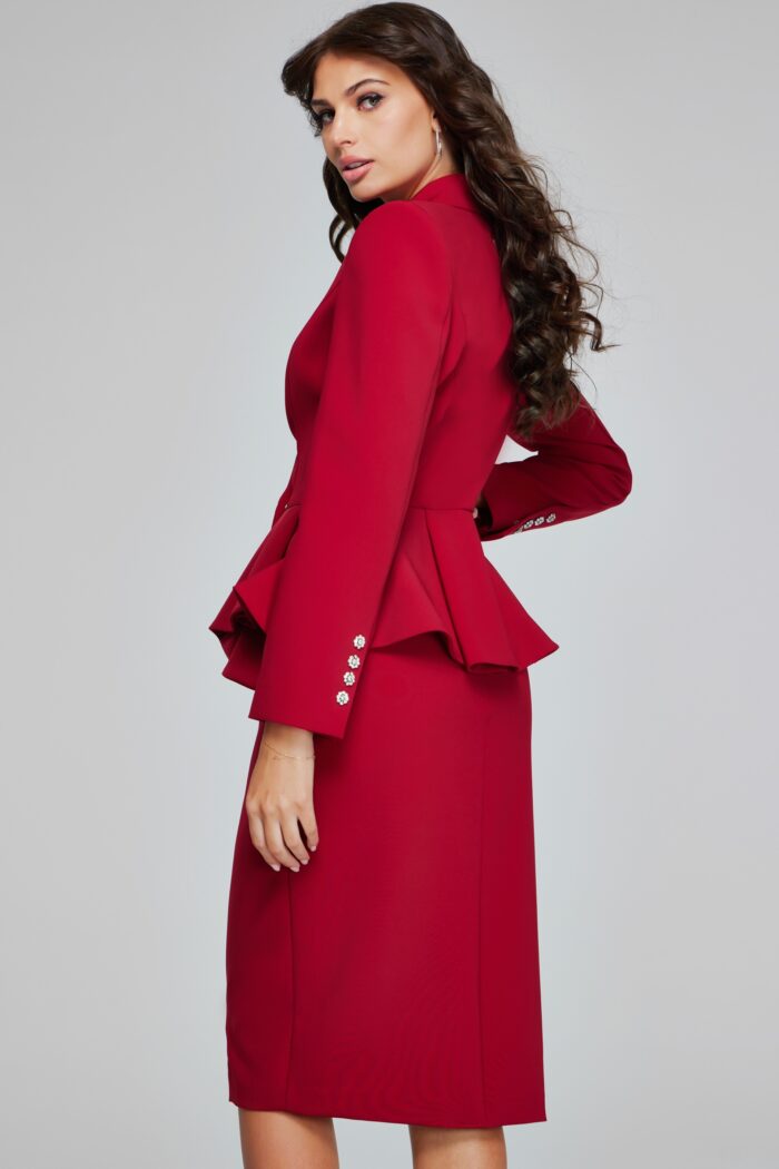 Formal Dresses Knee Length Two Piece Layered Contempory Formal Dress New/Red
