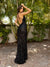 Prom Dresses Long Fitted Sequined Slit Prom Dress Black