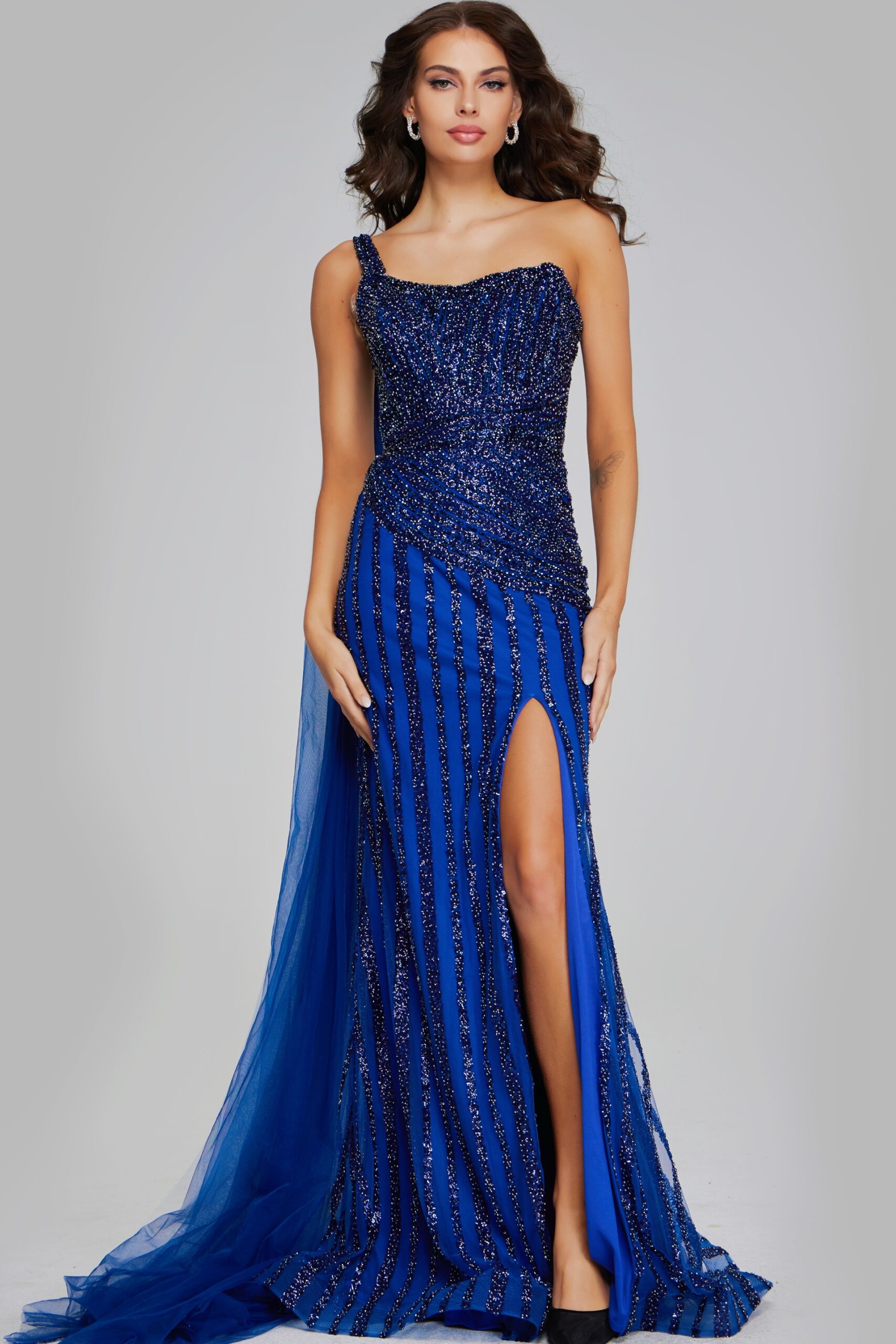 Formal Dresses Prom Long Formal Beaded Evening Dress Navy