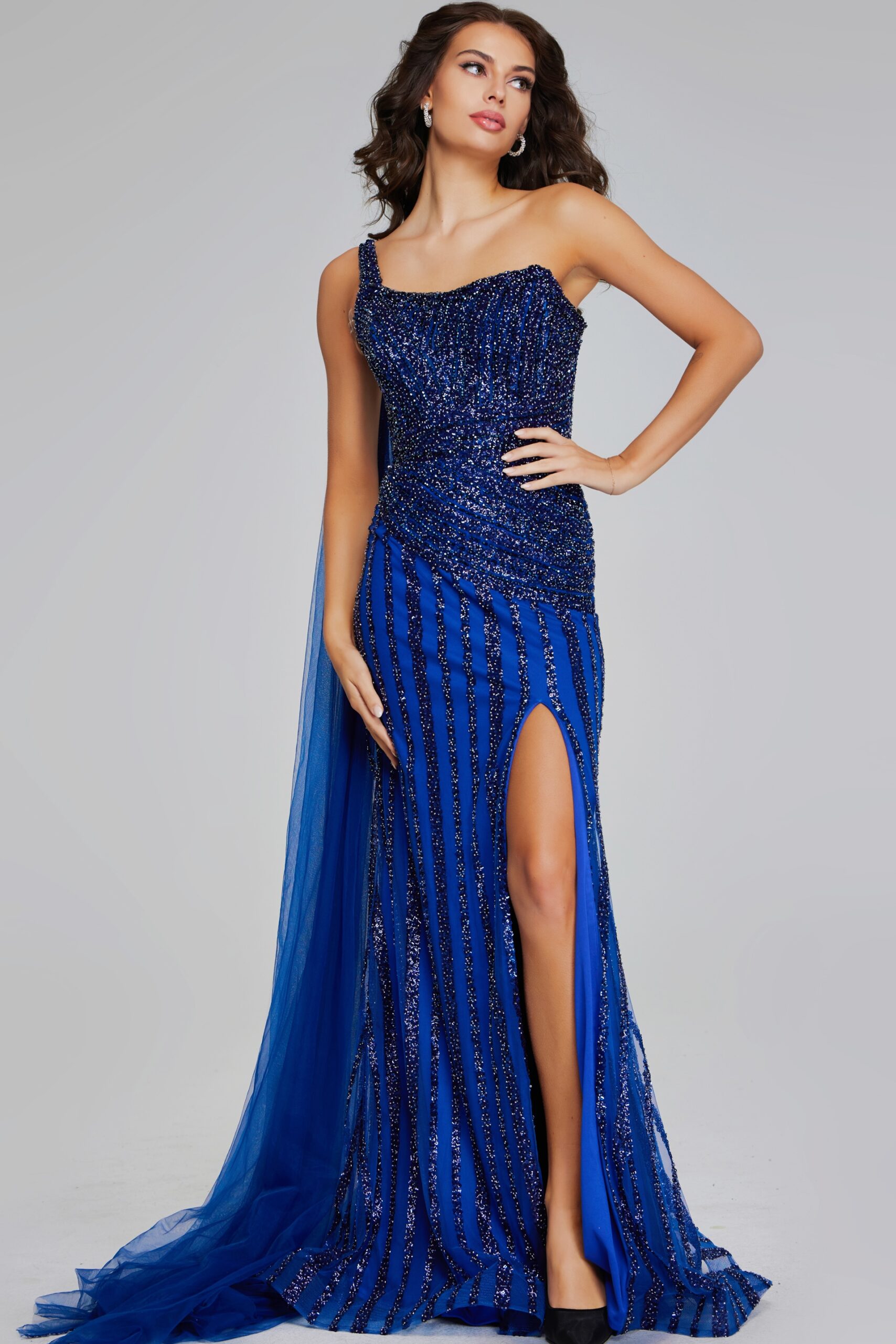 Formal Dresses Prom Long Formal Beaded Evening Dress Navy