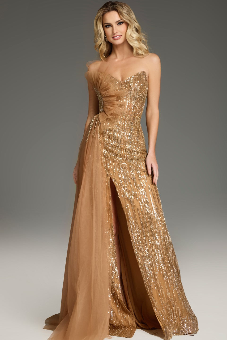 Jovani 39387 A Line Long Formal Sequin Evening Prom Dress