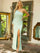 Prom Dresses Asymmetrical Long Sequined Beaded Prom Dress Mint