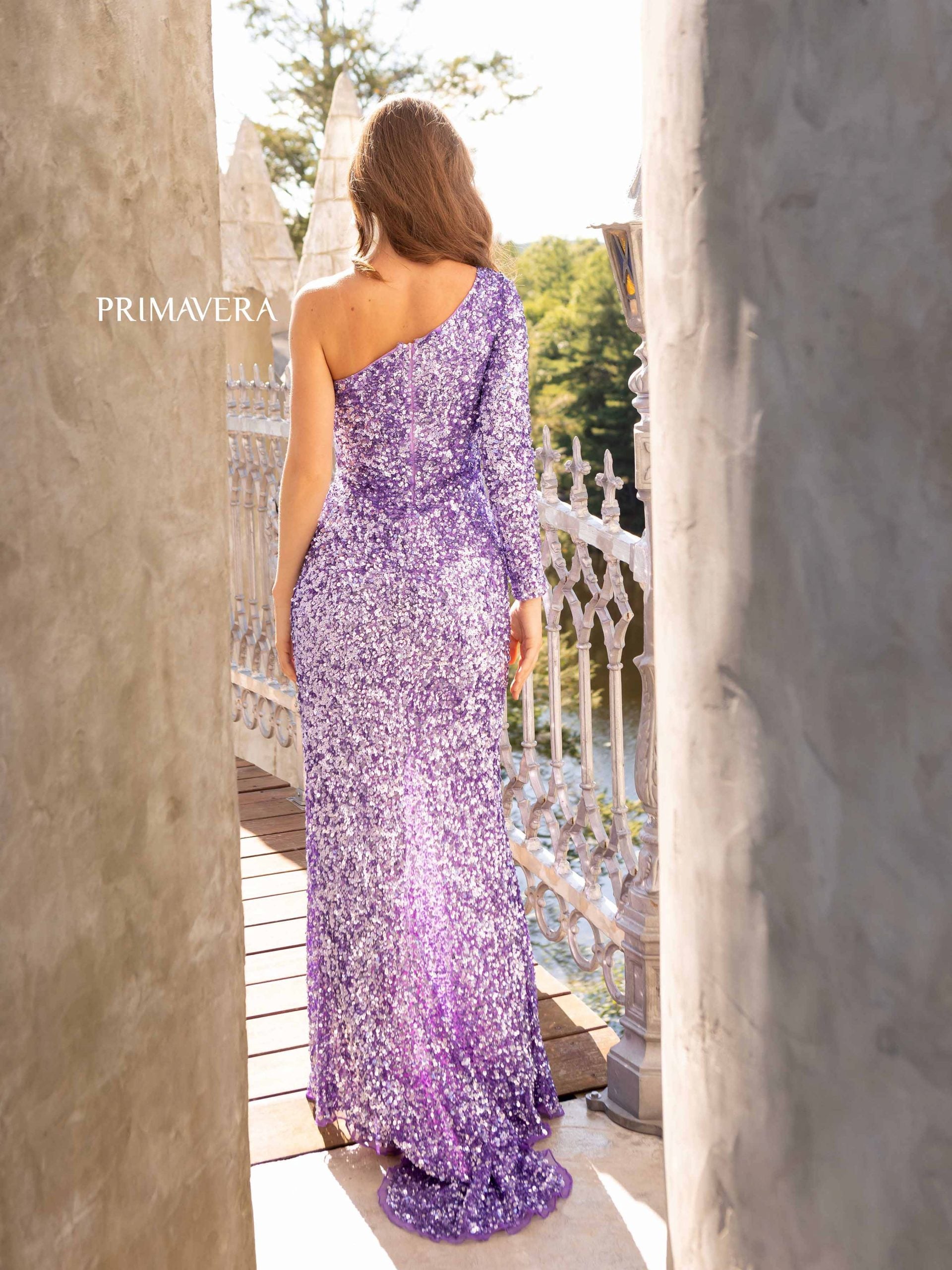 Prom Dresses One Side Long Sleeve Long Prom Dress Lilac