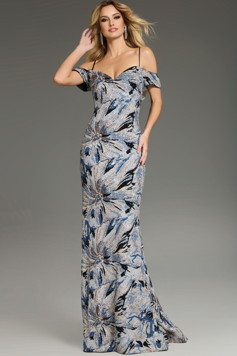 Jovani 39425 Long Fitted Formal Sequins Evening Prom Dress