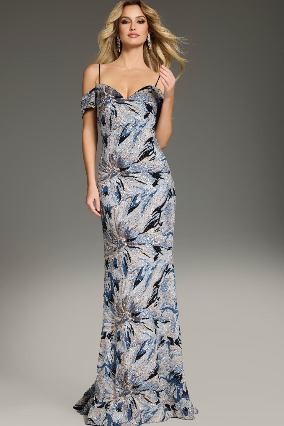 Jovani 39425 Long Fitted Formal Sequins Evening Prom Dress